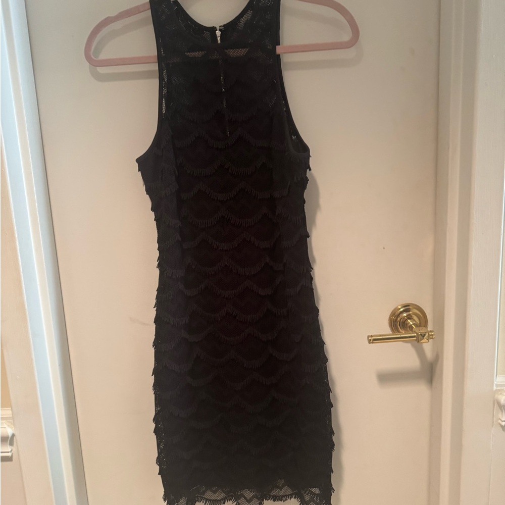 G by Guess Black Halter Sheath Midi Dress